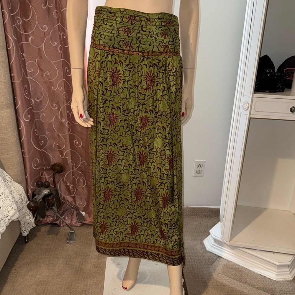 India Boutique Green Maxi Pencil Skirt Resort Wear